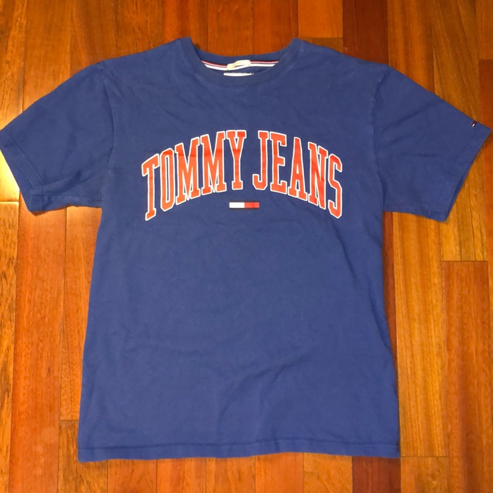Tommy Hilfiger Jeans Blue & Red Logo T-Shirt L